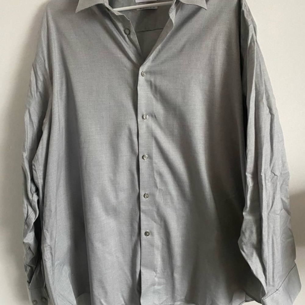 Calvin Klein Grey Micro Dotted Pattern Button Dow… - image 2